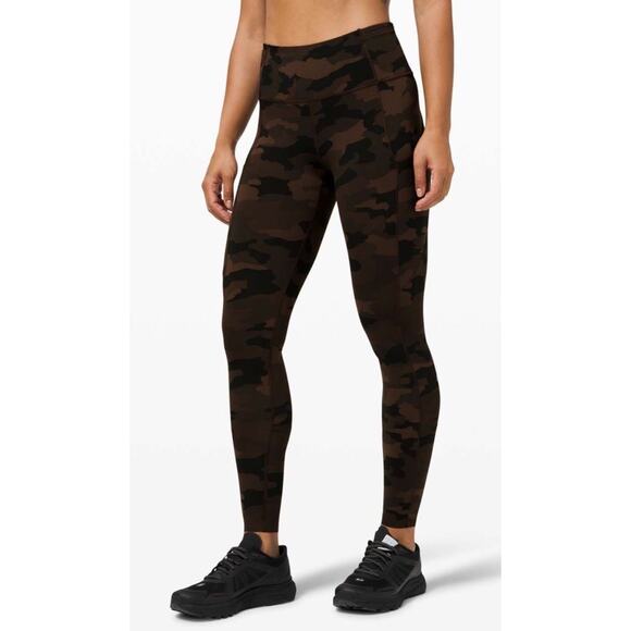 Lululemon Camo Leggings Brown Fast Free Tight 28" Full Length nulux 4 - Picture 4 of 10